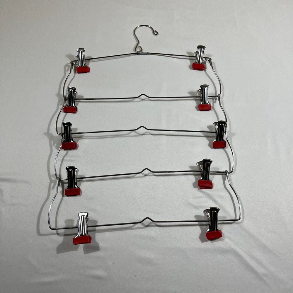 Tiered Chrome Multi Skirt Hanger Space Saving 5 Level Closet Organizer Non Slip